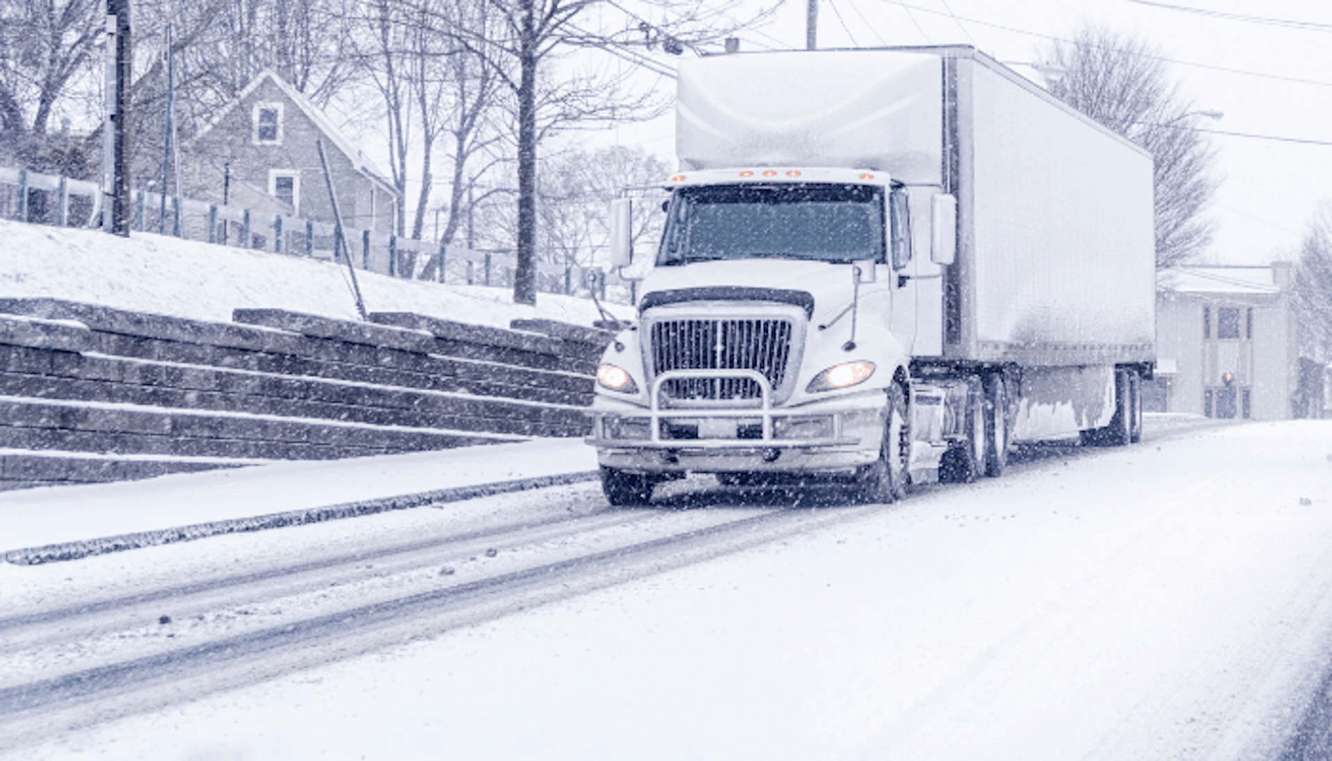 commercial truck in snow