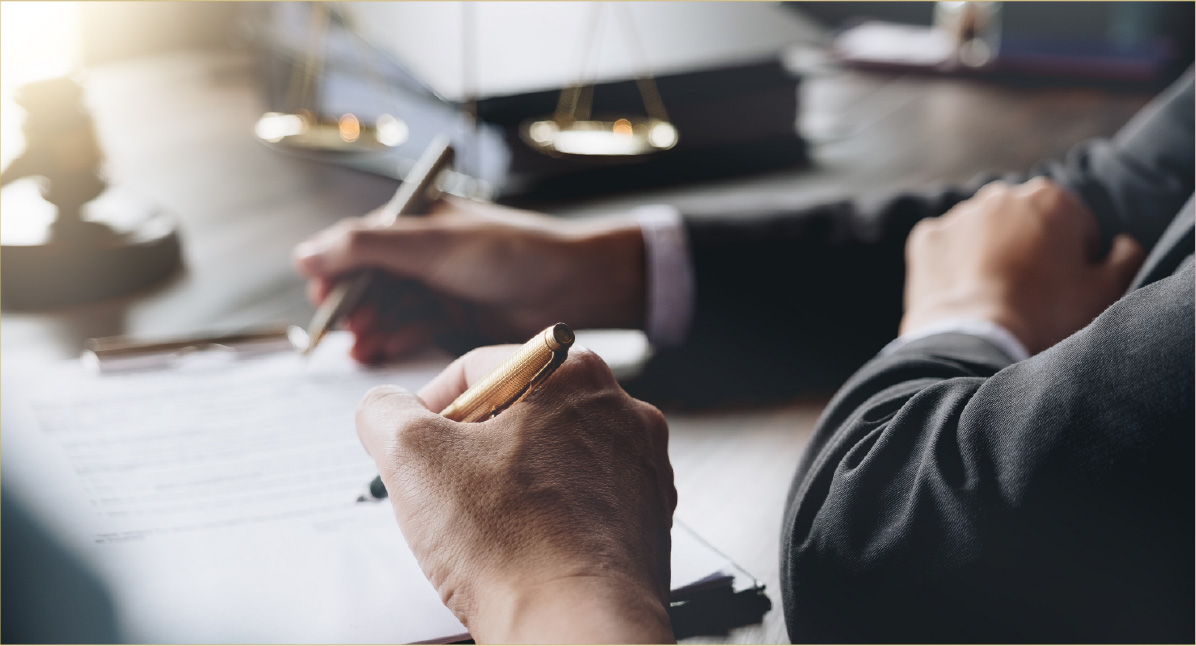 lawyer filling out paperwork